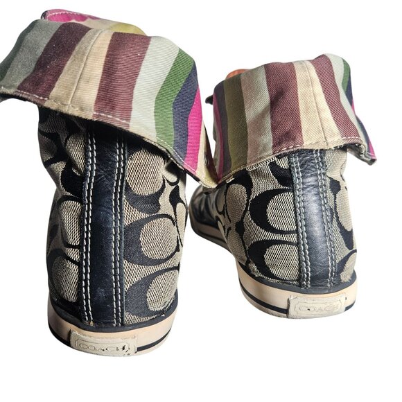 Coach Women’s Bonney High-Top Sneaker Canvas Beige Black 7 Retro Y2K - Picture 3 of 11